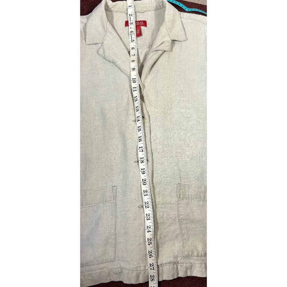 L.O.G.G. Linen Jacket Women's Sz 12 Beige Lagenlook Casual Beachy Comfy Stylish - Picture 8 of 9